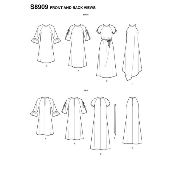 Simplicity S8909 Misses Dresses Sewing Pattern Sizes XXS-XXL Halter Neck - Picture 3 of 7